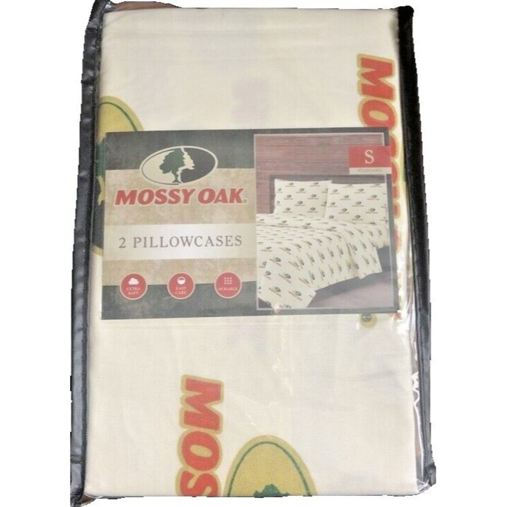 Mossy Oak Logo Pillowcases Standard Queen Cabin Hunting 20x30 Camp Set Of 2